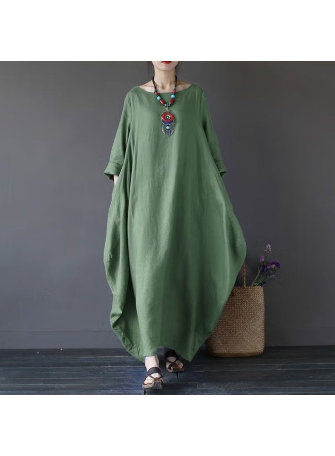 Barbora Linen Comfortable Spring Poncho Women's Dress LN1040HAKI2 - Image 1
